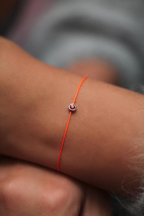 Pure Orange Saphir橙蓝宝石白金款细绳手链 - Redline