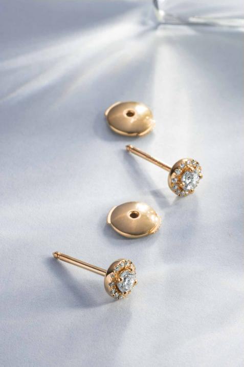 Joli Rêve 0.29克拉圆形钻石玫瑰金耳饰 - Redline - 0++