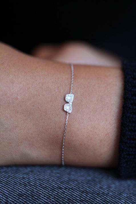 Emmanuelle Khanh纪念款镶钻墨镜白金手链 - Redline