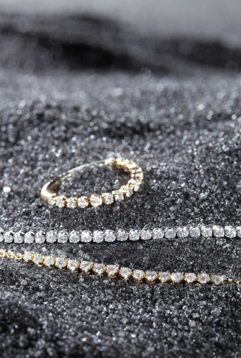 Marilyn 0.29克拉圆形钻石黑金链制女士手链 - Redline - 0++