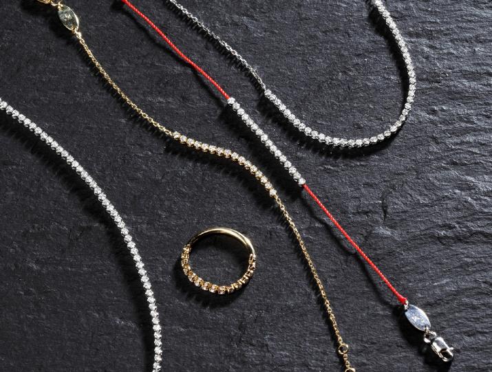 白金包镶香槟钻石之河手绳 - Redline - 0++