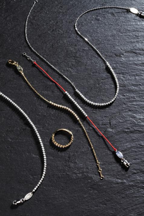 白金包镶香槟钻石之河手绳 - Redline - 0++