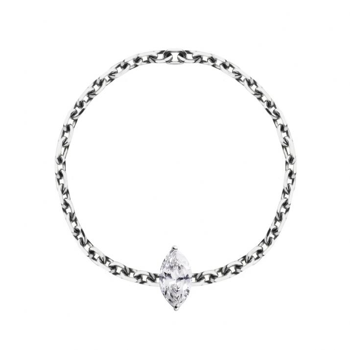 Majesté 0.10克拉榄尖形钻石白金戒指 - Redline - 0++