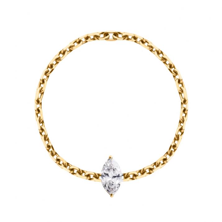 Majesté 0.10克拉榄尖形钻石黄金戒指 - Redline - 0++