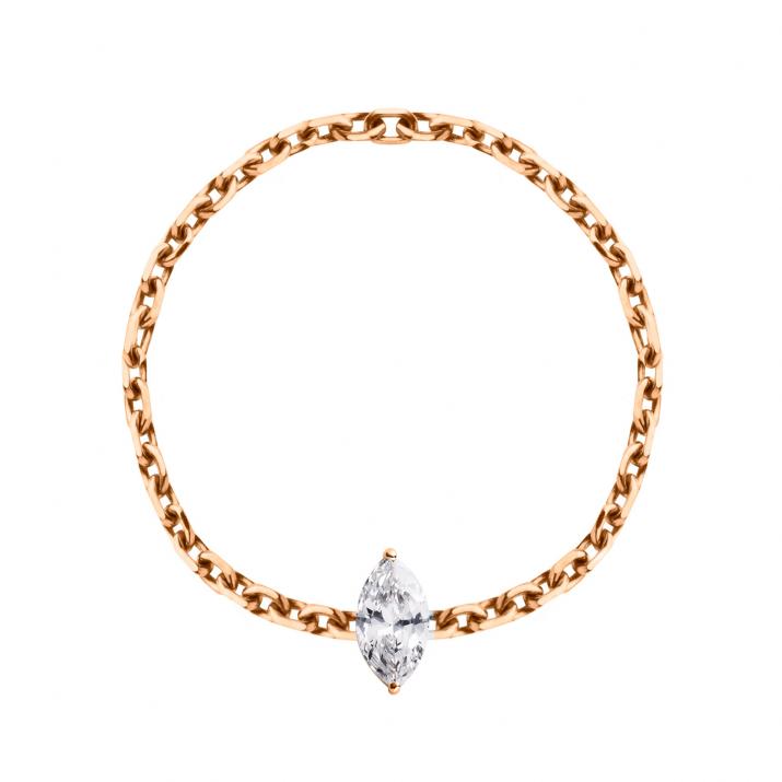 Majesté 0.10克拉榄尖形钻石玫瑰金戒指 - Redline - 0++