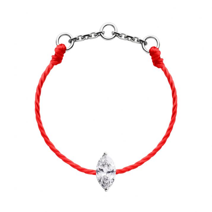 Majesté 0.10克拉榄尖形钻石白金绳制戒指 - Redline - 0++