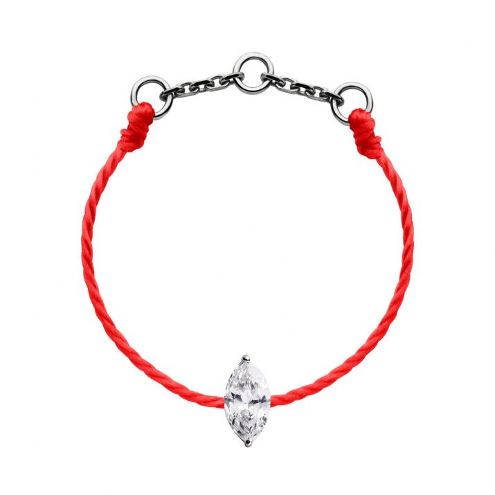 Majesté 0.10克拉榄尖形钻石黑金绳制戒指 - Redline - 0++