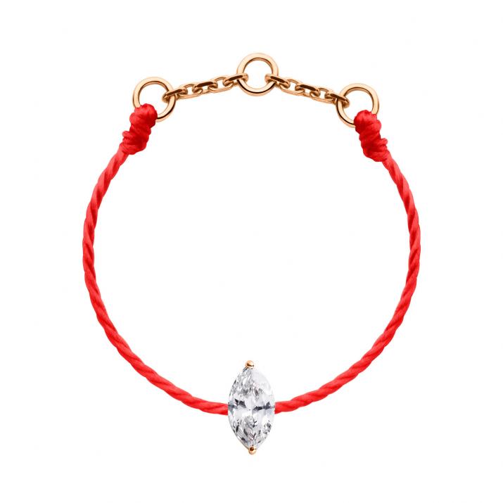 Majesté 0.10克拉榄尖形钻石玫瑰金绳制戒指 - Redline - 0++