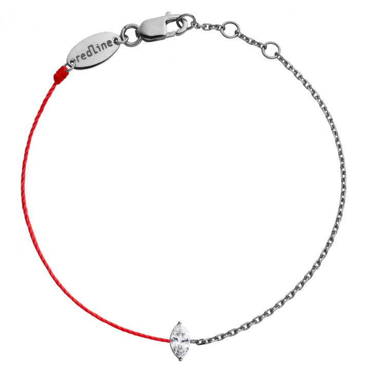 Majesté 0.10克拉榄尖形钻石黑金半绳半链女士手链 - Redline - 0++