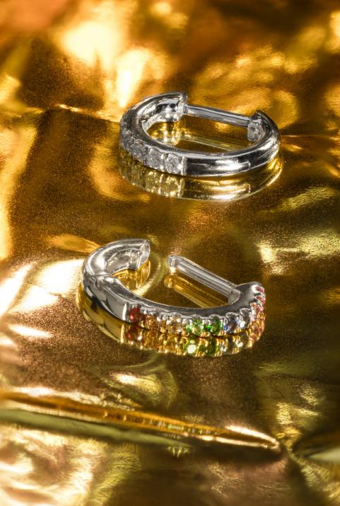 Si Joli Mini Creole Rainbow 耳环 白金 - Redline - 0++