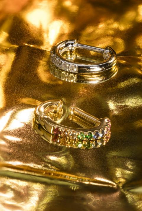 Si Joli Mini Creole Rainbow 耳环 黄金 - Redline - 0++