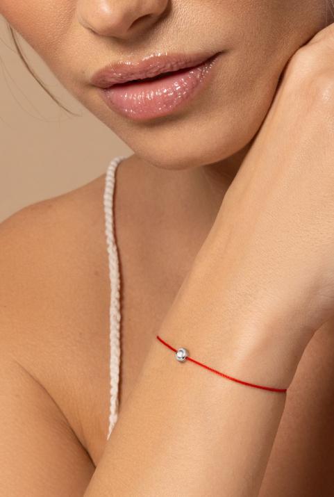 Nois Circle 0.05克拉圆形钻石银制绳制女士手链 - Redline - 0++