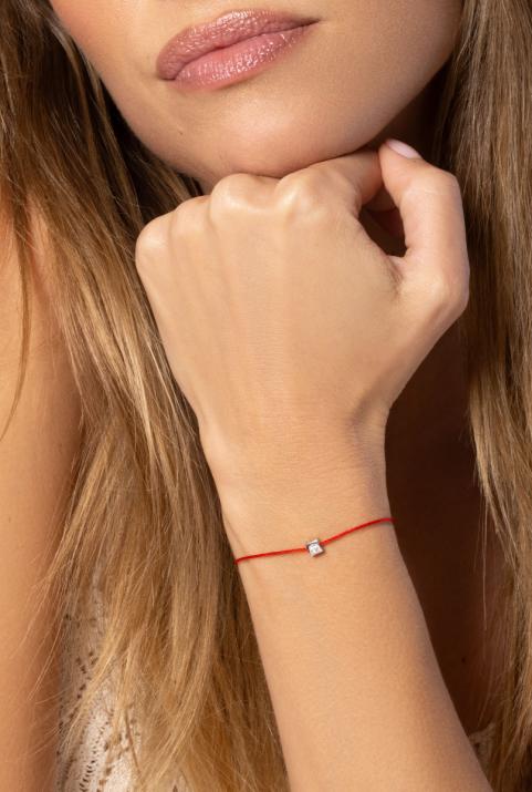 Nois Carre 0.05克拉圆形钻石银制绳制女士手链 - Redline - 0++