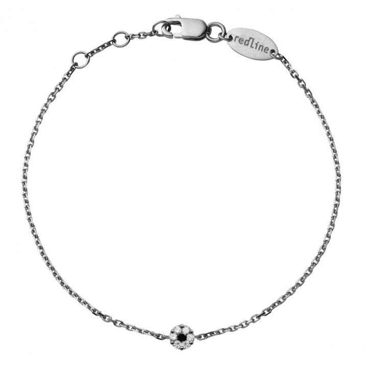 Illusion Colored Kcolor 0.06克拉圆形黑钻黑金链制女士手链 - Redline