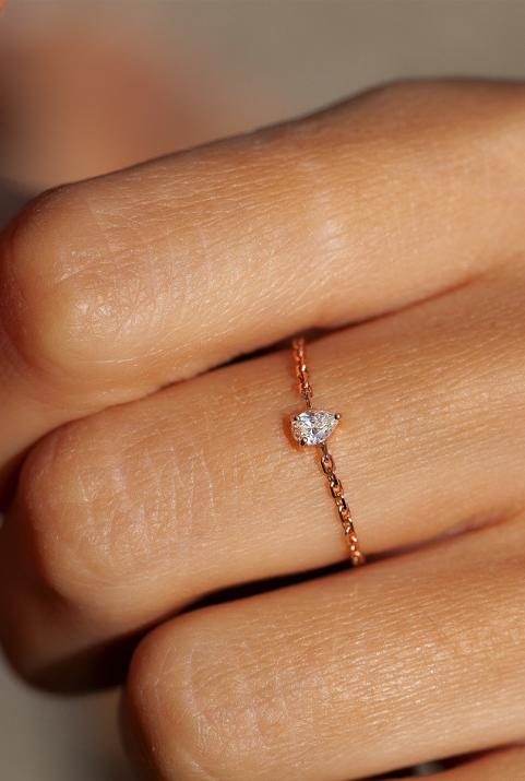 Altesse 0.10克拉水滴形钻石玫瑰金戒指 - Redline - 0++