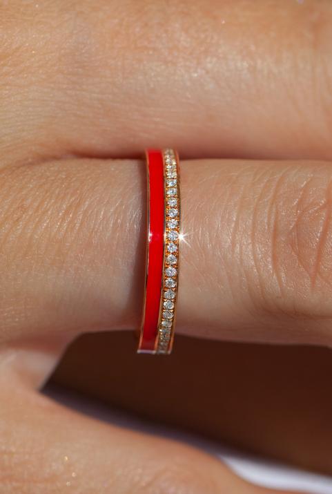 Si joli amour à deux 玫瑰金钻石双环戒指 - Redline - 0++