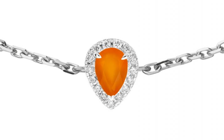 Tendresse Cornaline 0.07克拉水滴形钻石白金链制女士手链 - Redline - 0++