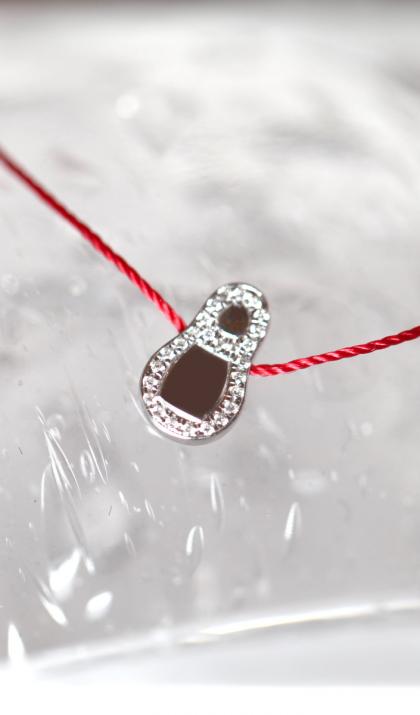 足印钻石细绳白金手链 - Redline