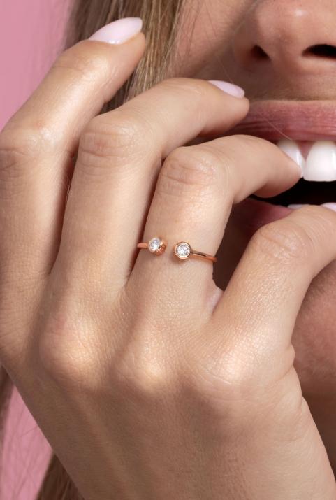 Si Audacieuse Pure 0.20克拉圆形钻石玫瑰金戒指 - Redline - 0++