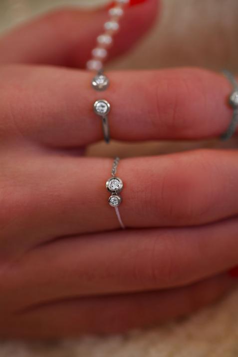 Infinite 0.15克拉圆形钻石白金绳制戒指 - Redline - 0++