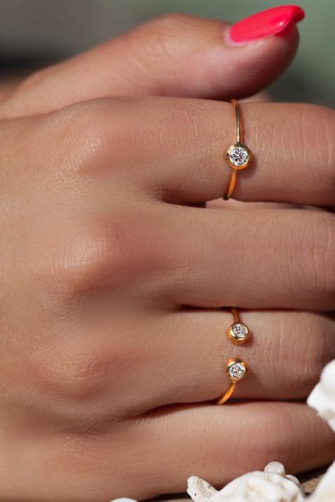 Précieuse 0.10克拉圆形钻石黄金戒指 - Redline - 0++