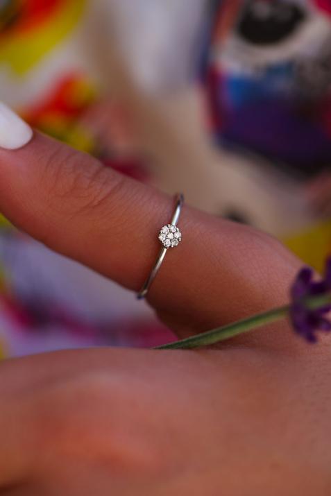 Ravissante 0.05克拉圆形钻石白金戒指 - Redline - 0++