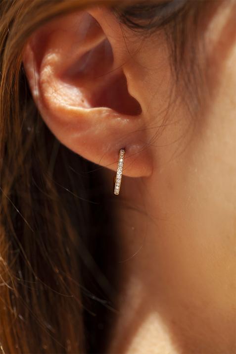 Si Joli 0.14克拉圆形钻石玫瑰金耳饰 - Redline - 0++