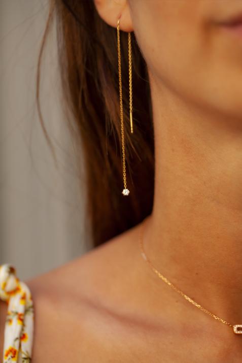 Absolu 0.20克拉钻石黄金链条耳饰 - Redline - 0++