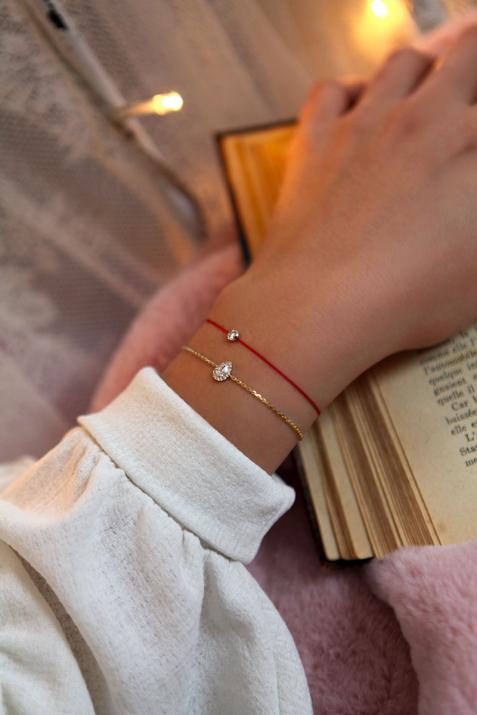 Tendresse 0.34克拉水滴形钻石玫瑰金链制女士手链 - Redline - 0++