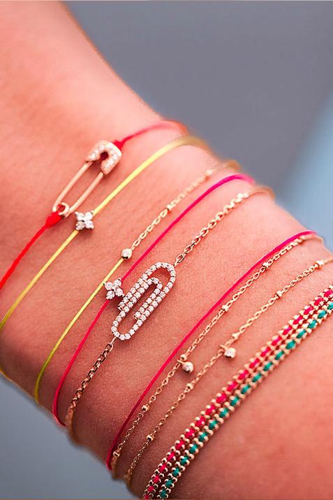 Trombone 0.12克拉圆形钻石白金链制女士手链 - Redline - 0++