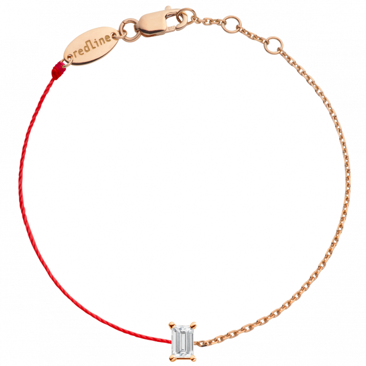 Comtesse 0.10克拉方形钻石玫瑰金半绳半链女士手链 - Redline - 0++