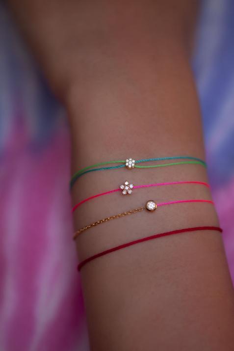 Nova 0.09克拉圆形钻石玫瑰金绳制女士手链 - Redline - 0++