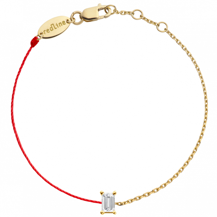 Comtesse 0.10克拉方形钻石黄金半绳半链女士手链 - Redline - 0++