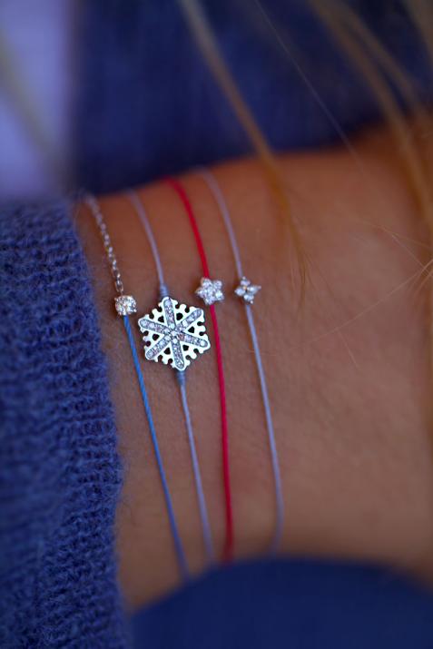 白金镶钻雪花细绳手链 - Redline - 0++