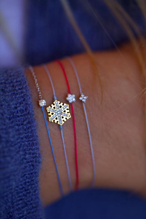黄金镶钻雪花细绳手链 - Redline - 0++