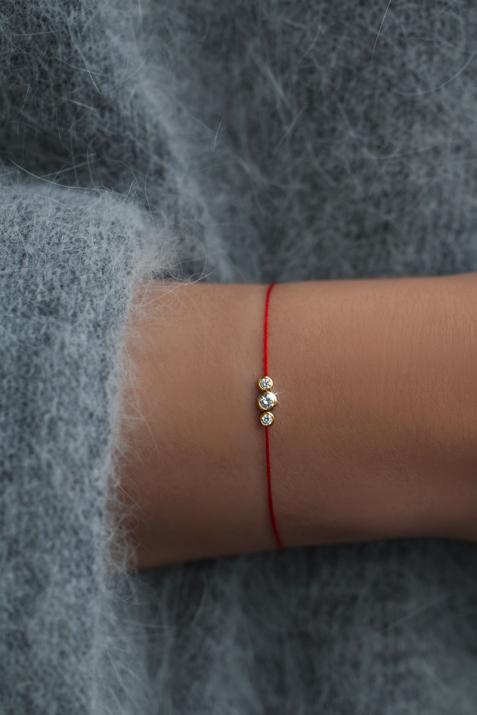 Eternity Amuro 0.20克拉圆形钻石玫瑰金绳制女士手链 - Redline - 0++