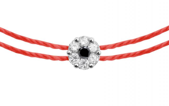 Illusion Colored Kcolor Twin 0.06克拉圆形黑钻白金双绳女士手链 - Redline - 0++