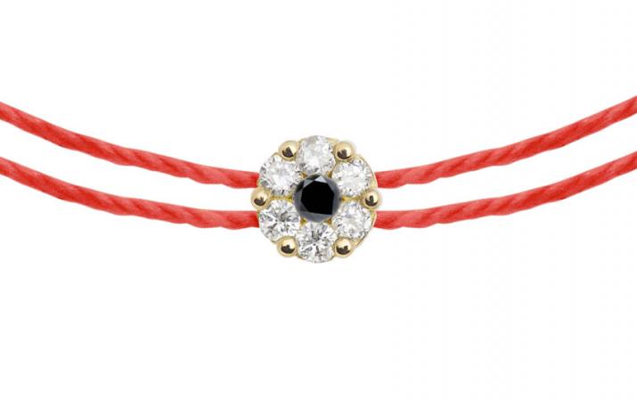 Illusion Colored Kcolor Twin 0.06克拉圆形黑钻黄金双绳女士手链 - Redline - 0++