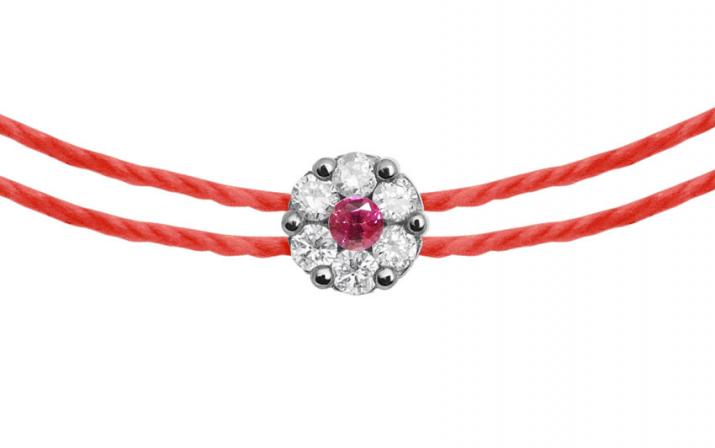 Illusion Colored Saphir Rose Twin 0.05克拉圆形钻石粉蓝宝石黑金双绳女士手链 - Redline - 0++