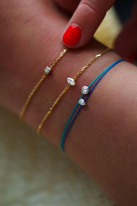 Majesté 0.10克拉榄尖形钻石黄金链制女士手链 - Redline - 0++