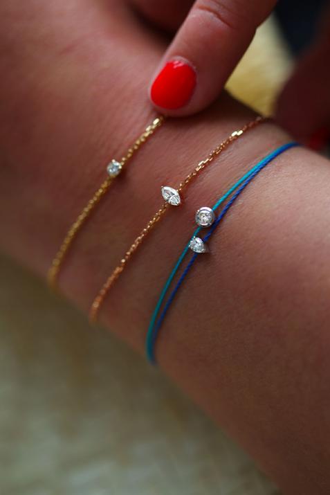 Majesté 0.10克拉榄尖形钻石玫瑰金链制女士手链 - Redline - 0++