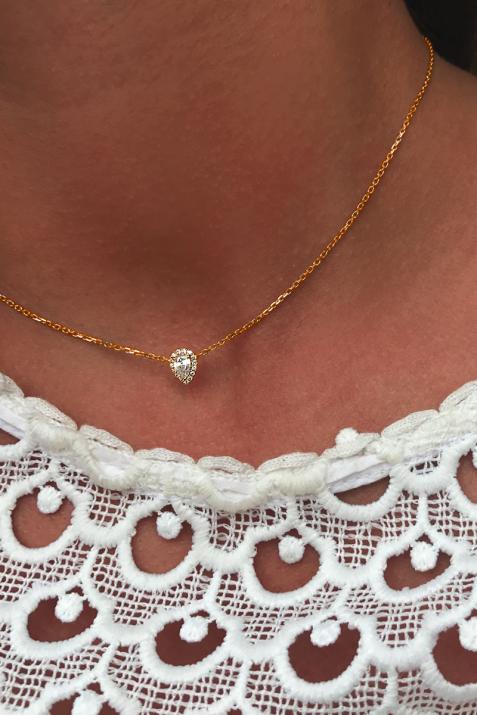 Tendresse 0.34克拉水滴形钻石玫瑰金链制女士项链 - Redline - 0++