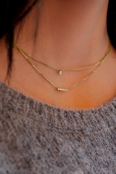 Prince 0.07克拉圆形钻石黄金链制女士项链 - Redline - 0++