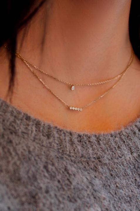 Prince 0.07克拉圆形钻石玫瑰金链制女士项链 - Redline - 0++