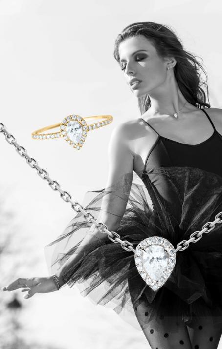 Tendresse 0.34克拉水滴形钻石白金链制女士项链 - Redline - 0++