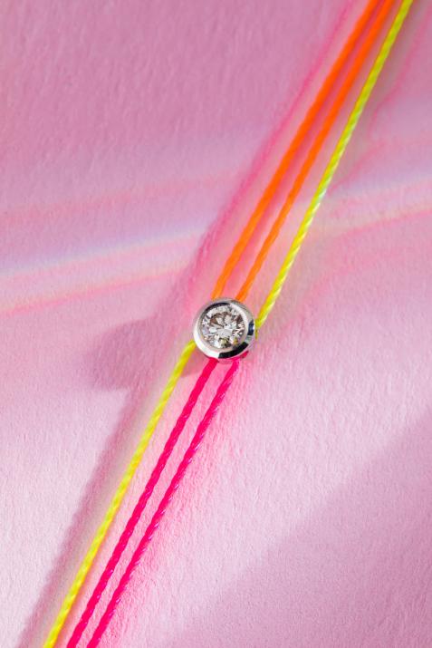 Pure Fuzz 0.10克拉圆形钻石白金多绳女士手链 - Redline - 0++