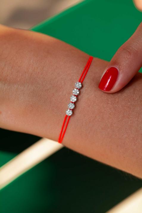 Illusion 5 0.25克拉圆形钻石白金多绳女士手链 - Redline - 0++