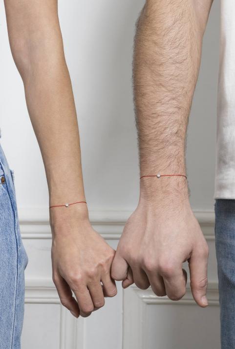 Pure 0.10克拉圆形钻石白金绳制女士手链 - Redline - 0++