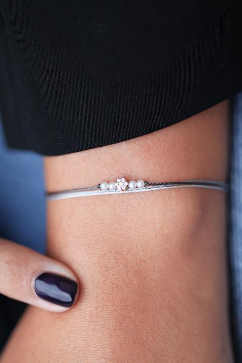 Illusion Perlé 0.05克拉圆形钻石黄金多绳女士手链 - Redline - 0++