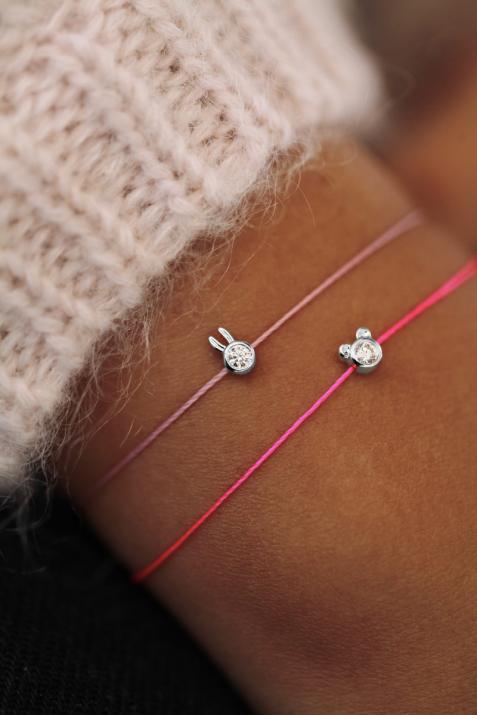 Mini Pure Bear白金小熊钻石细绳手链 - Redline - 0++